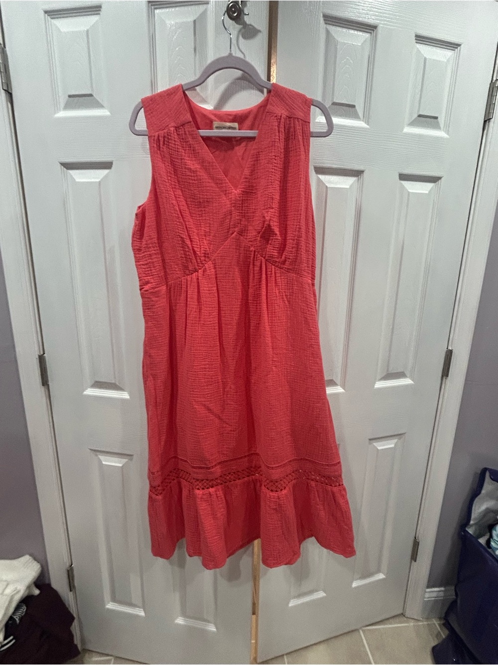 Isaac Mizrahi Coral Sleeveless Midi Dress- 100% cotton